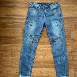 Lucky Brand Ava skinny jeans size 8 29 stretch embroidery crop?